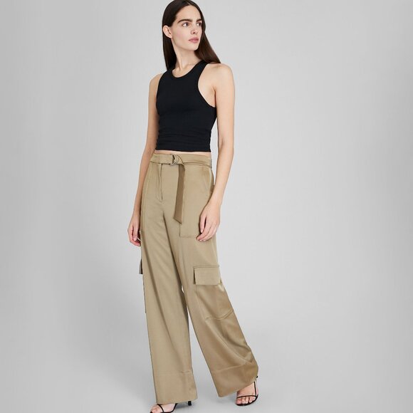 Club Monaco Laurel Oak Satin Belted Cargo Pant size 2 - Picture 1 of 15